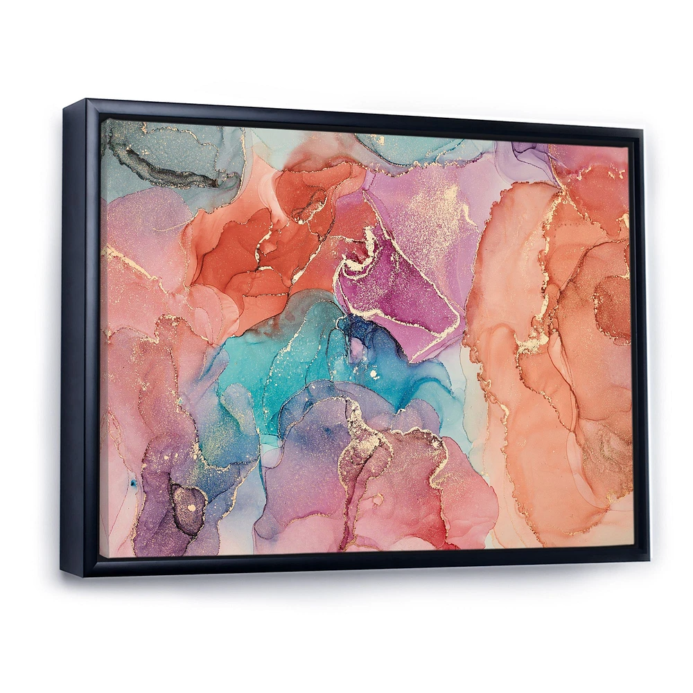 Toile imprimée « Turquoise and Brown Luxury Abstract Fluid Art II »