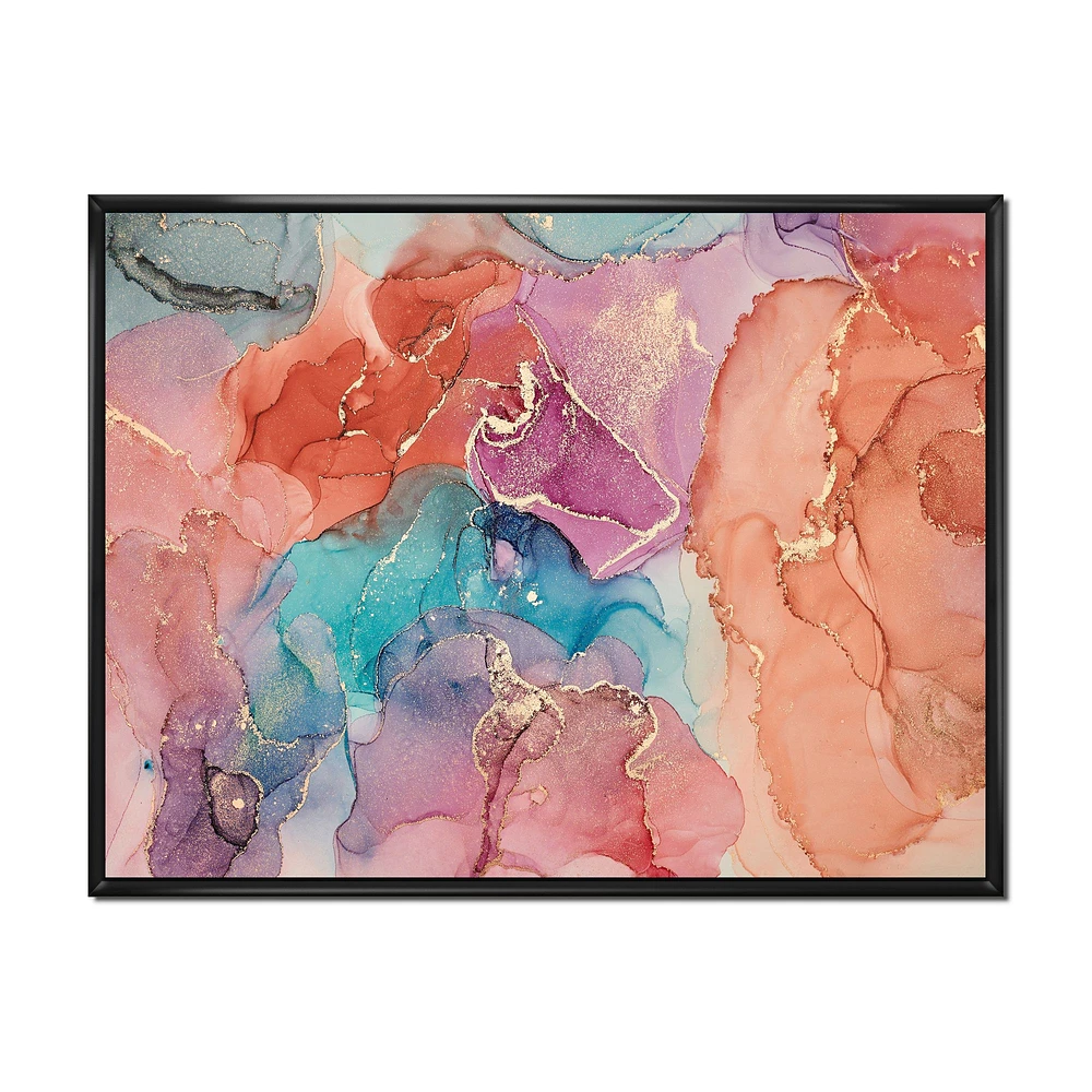 Toile imprimée « Turquoise and Brown Luxury Abstract Fluid Art II »