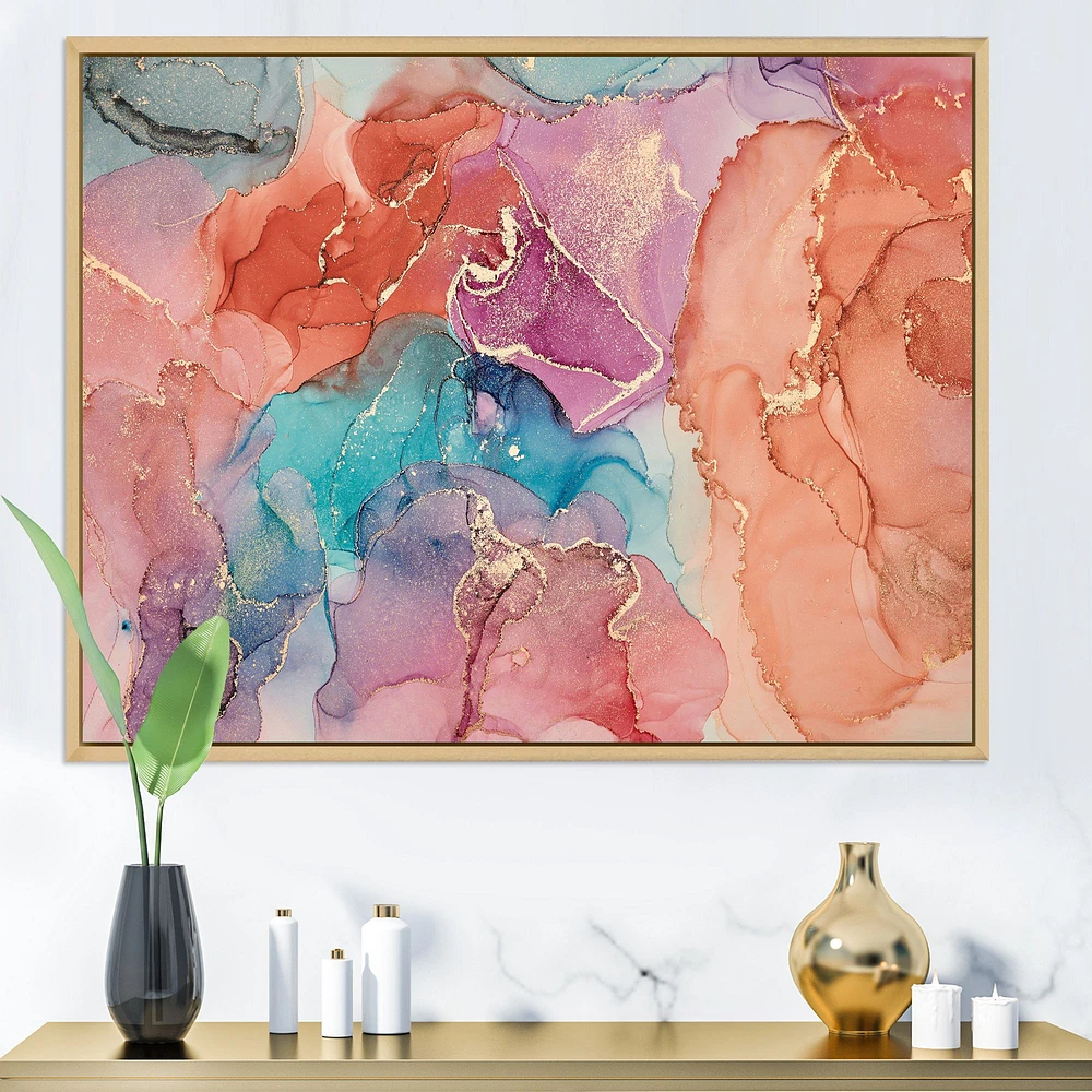 Toile imprimée « Turquoise and Brown Luxury Abstract Fluid Art II »