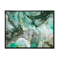 Green Luxury Abstract Fluid Art III  Canvas Wall Print