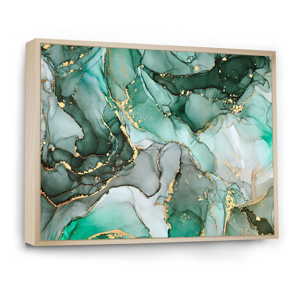 Green Luxury Abstract Fluid Art III  Canvas Wall Print