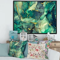 Green Luxury Abstract Fluid Art IV Canvas Wall Print