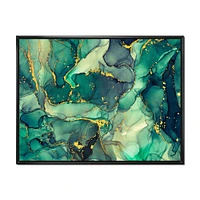 Green Luxury Abstract Fluid Art IV Canvas Wall Print