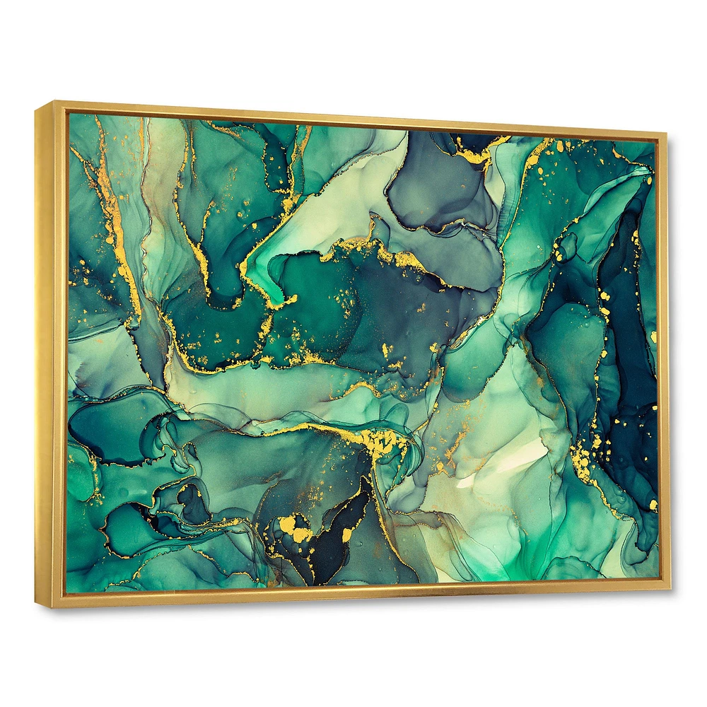 Toile imprimée « Green Luxury Abstract Fluid Art IV