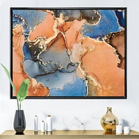 Blue and Orange Luxury Abstract Fluid Art I Canvas Wall Print