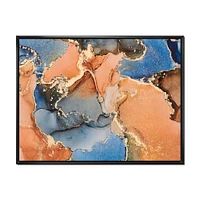 Blue and Orange Luxury Abstract Fluid Art I Canvas Wall Print