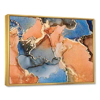 Blue and Orange Luxury Abstract Fluid Art I Canvas Wall Print