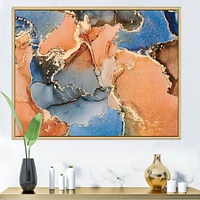 Blue and Orange Luxury Abstract Fluid Art I Canvas Wall Print