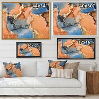 Blue and Orange Luxury Abstract Fluid Art I Canvas Wall Print