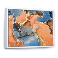 Blue and Orange Luxury Abstract Fluid Art I Canvas Wall Print