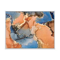 Blue and Orange Luxury Abstract Fluid Art I Canvas Wall Print