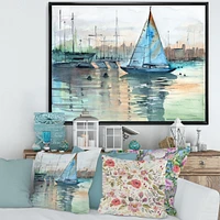 Toile imprimée « A Sailboat Marina with Some Yachts