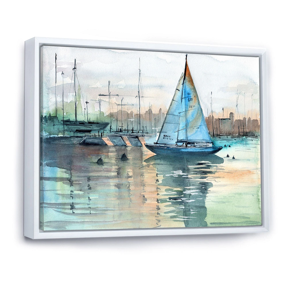 Toile imprimée « A Sailboat Marina with Some Yachts