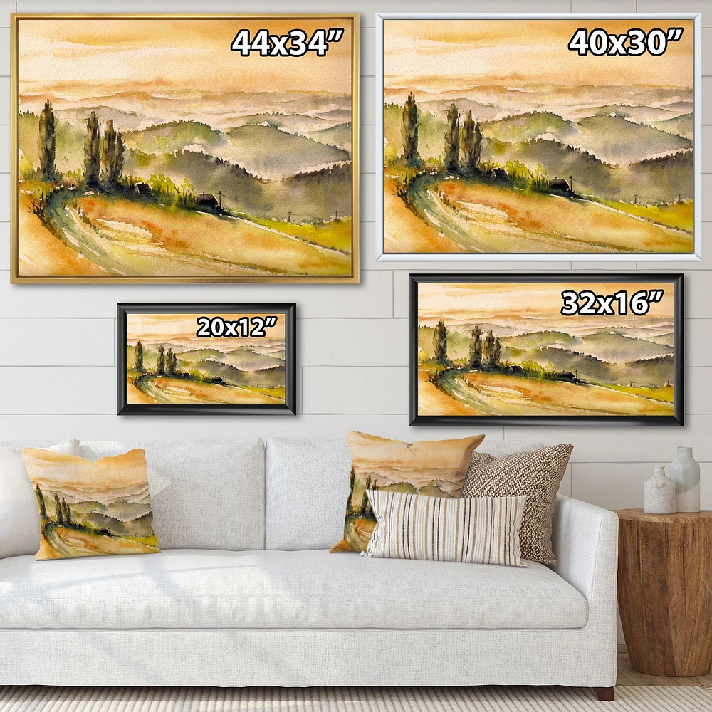 Landscape with Vineyards  Canvas Wall Art Print