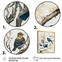 Multicolor Birds On Plum Blossoms Tree IX Wall Art