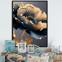 Deep Blue And Gold Single Flower VI Wall Art