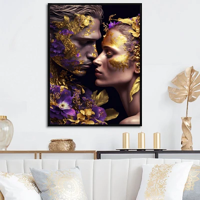 Loving Couple Floral Design I Wall Art