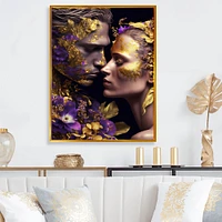 Loving Couple Floral Design I Wall Art