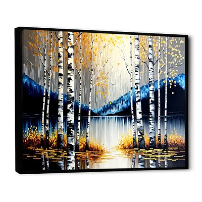 Monochrome Golden Birch Trees By The River IV Wall Art