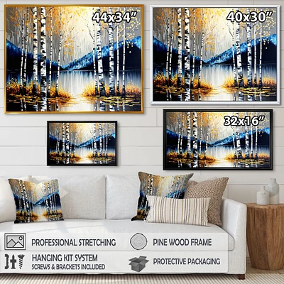 Monochrome Golden Birch Trees By The River IV Wall Art