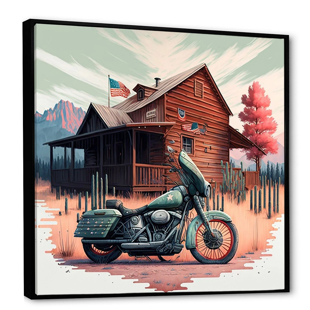 Motorcycle Parked At The Cabin V Wall Art