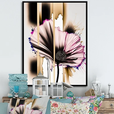 Pink Gerbera Flower On Abstract Fusion Wall Art