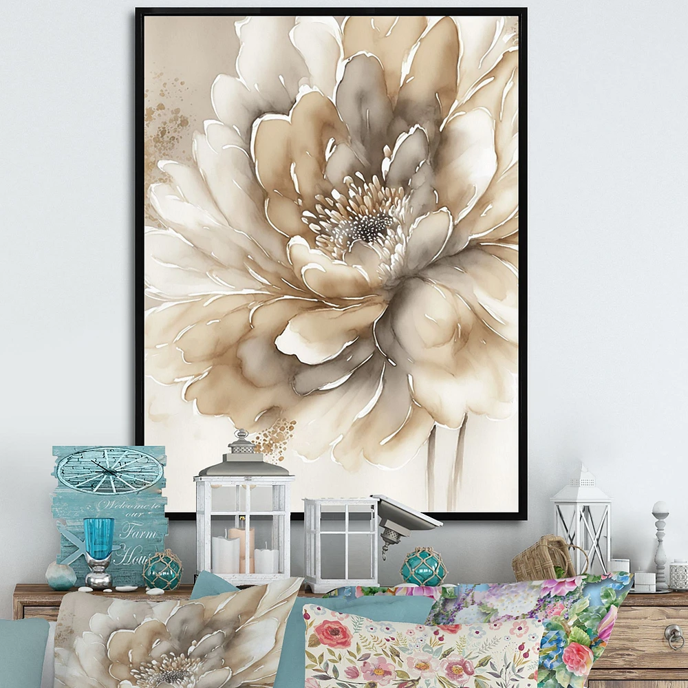 Single Beige Flower IV Wall Art