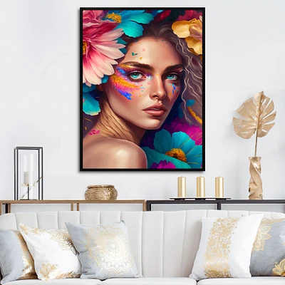 Floral Woman Portrait Wall Art