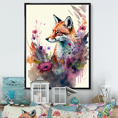 Cute Fox Floral Art Wall