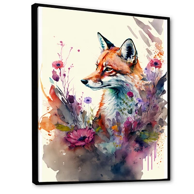 Cute Fox Floral Art Wall