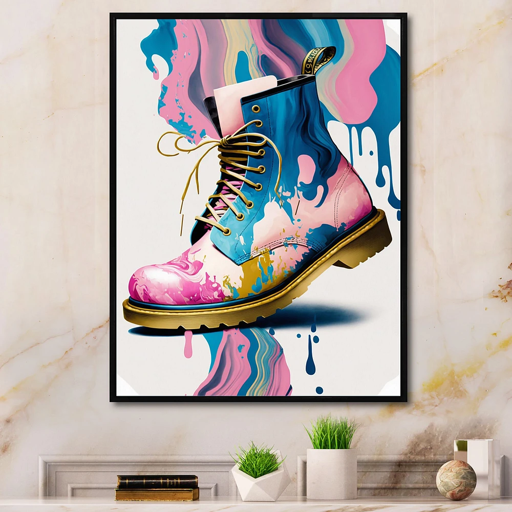 Pink And Art Deco Army Shoes Wall