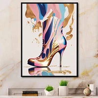 Pink And Blue Art Deco High Heel Boots Wall