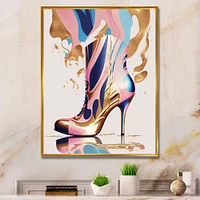 Pink And Blue Art Deco High Heel Boots Wall