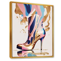 Pink And Blue Art Deco High Heel Boots Wall