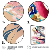 Pink And Blue Art Deco High Heel Shoes IV Wall