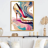 Pink And Blue Art Deco High Heel Shoes IV Wall