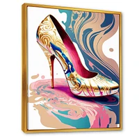 Pink And Blue Art Deco High Heel Shoes IV Wall