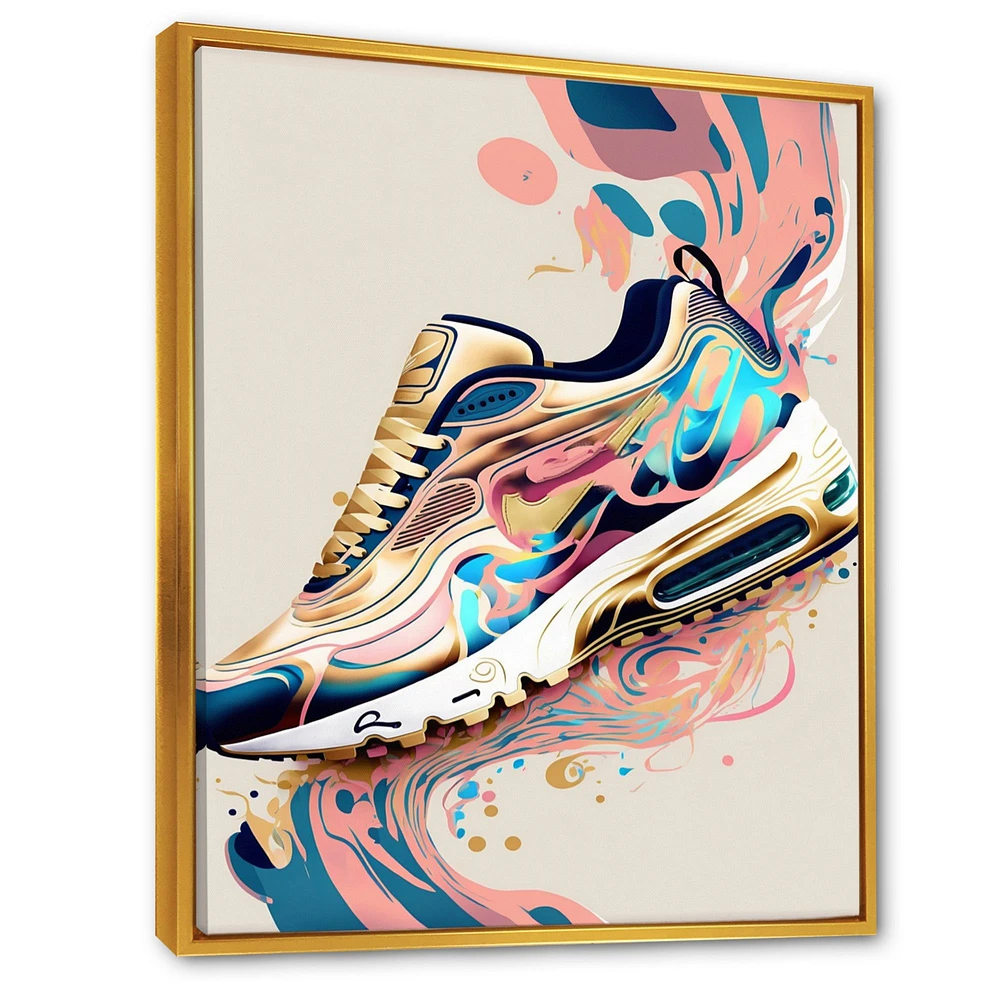 Pink And Blue Art Deco Sport Shoes Wall