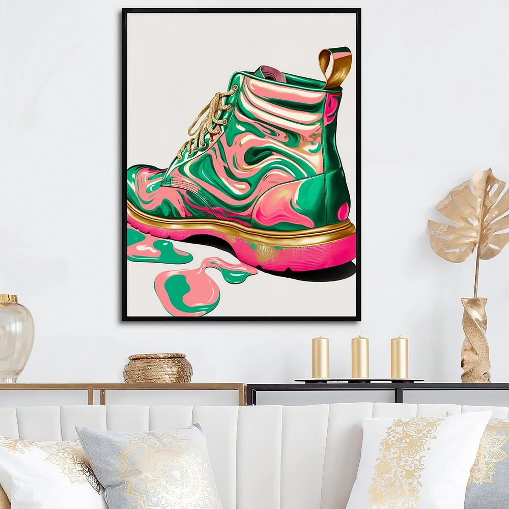 Pink And Green Art Deco Army Shoes Wall