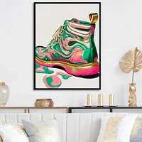 Pink And Green Art Deco Army Shoes Wall