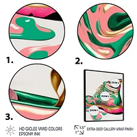 Pink And Green Art Deco Army Shoes Wall