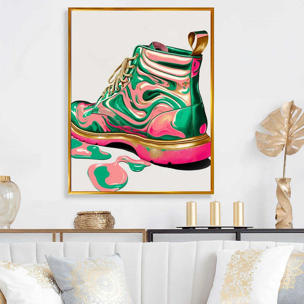 Pink And Green Art Deco Army Shoes Wall