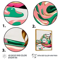 Pink And Green Art Deco Army Shoes Wall