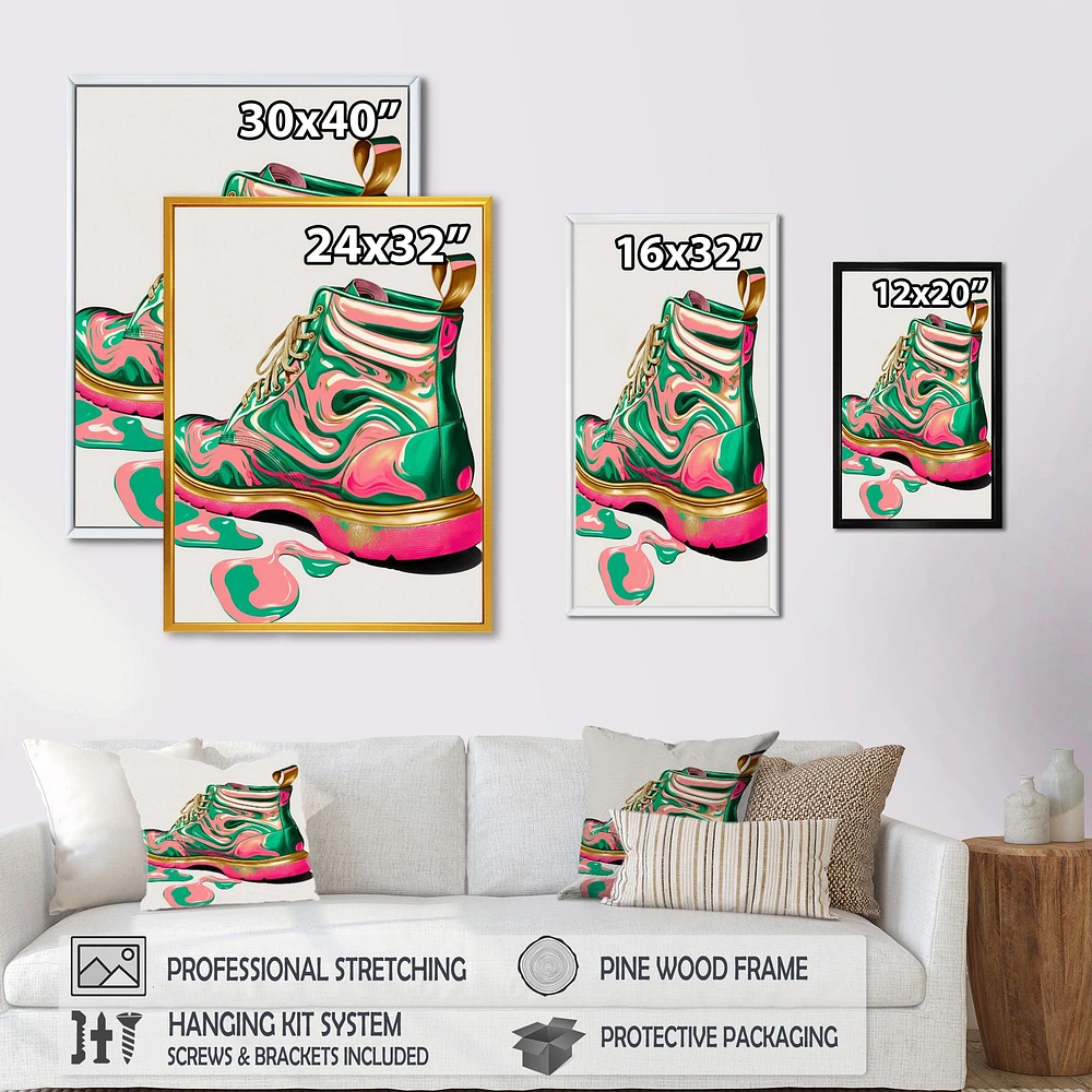 Pink And Green Art Deco Army Shoes Wall