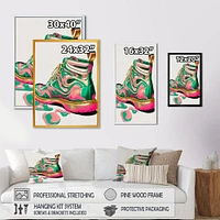 Pink And Green Art Deco Army Shoes Wall