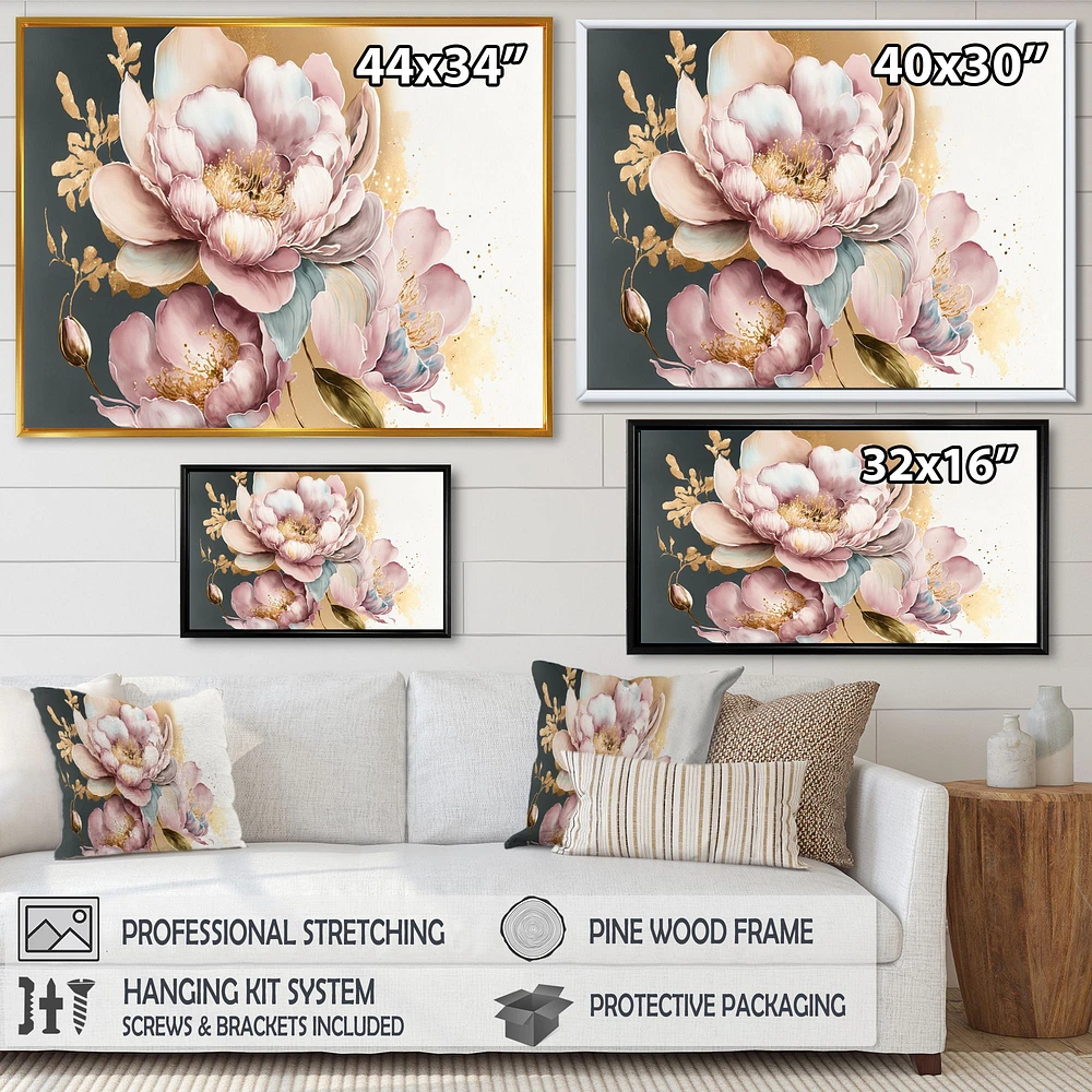 Pink And Gold Orchid Flower Wall Art