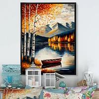 Red And Orange Birch Trees By The Lake VII Wall Art