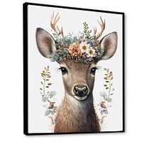 Cute Baby Caribou With Floral Crown I Wall Art