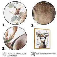 Cute Baby Caribou With Floral Crown I Wall Art