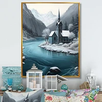 Church On A Lake Winter Wall Art